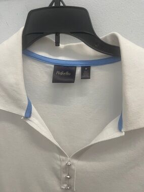 Rafaella White Polo with Light Blue Trim Detail
